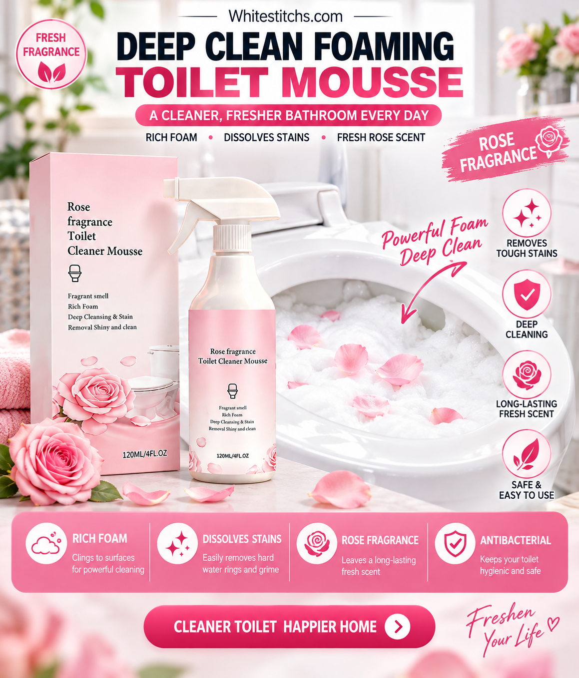 📢📢50% OFF !! ⏰Foaming Toilet Bowl Cleaner Mousse