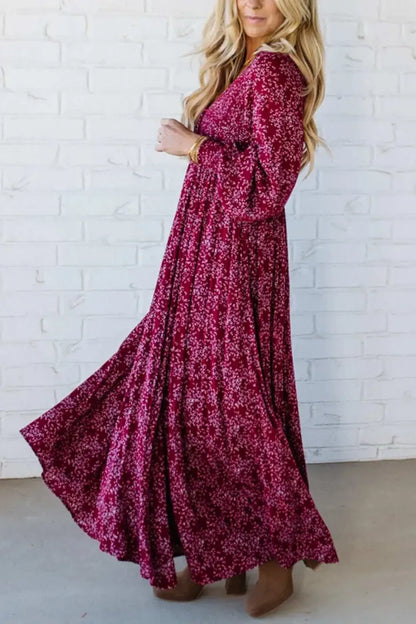 💎 60% OFF! 💎 Women’s Floral Rayon Smocked-Waist Maxi Dress – Fully Lined, Pockets & Vintage Sleeves 🌸👗