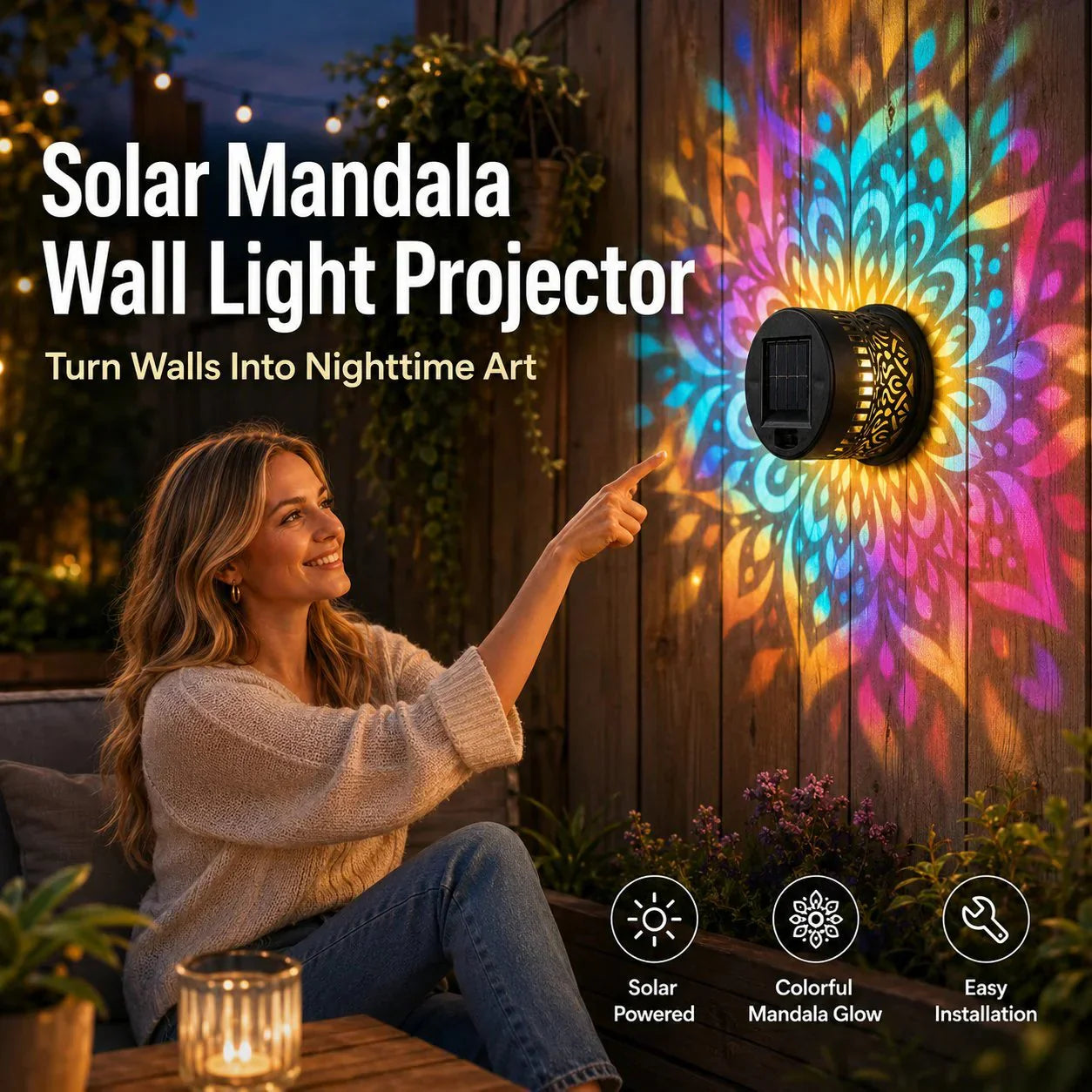 💡💓Surprise Price🔥Solar-Powered Mandala Projector Light🎁🏠6