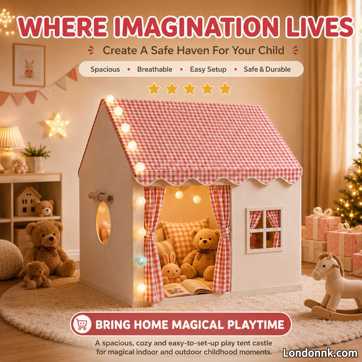 🏰50% OFF NOW! ⏰ Children's Play Tent Castle – Spacious & easy to set up – Breathable fabric, perfect for indoor or outdoor fun – encourages imaginative play ✨🧸