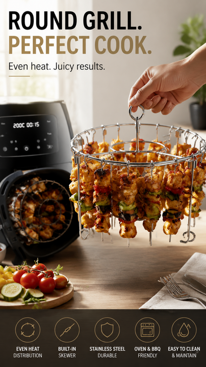 💖LAST DAY SALE!!💖✨Stainless Steel Round Oven Grill with Skewer