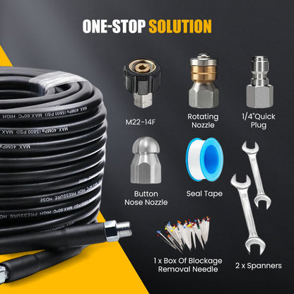 🚿 5800 PSI sewer cleaning kit – Rotating nozzle and reinforced hose for unclogging pipes 🛠️✨