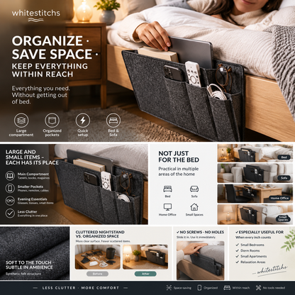 🛏️ Save 50%! 🧺 Bedside Hanging Caddy – Multi‑pocket felt organizer for dorm & bunk ✨