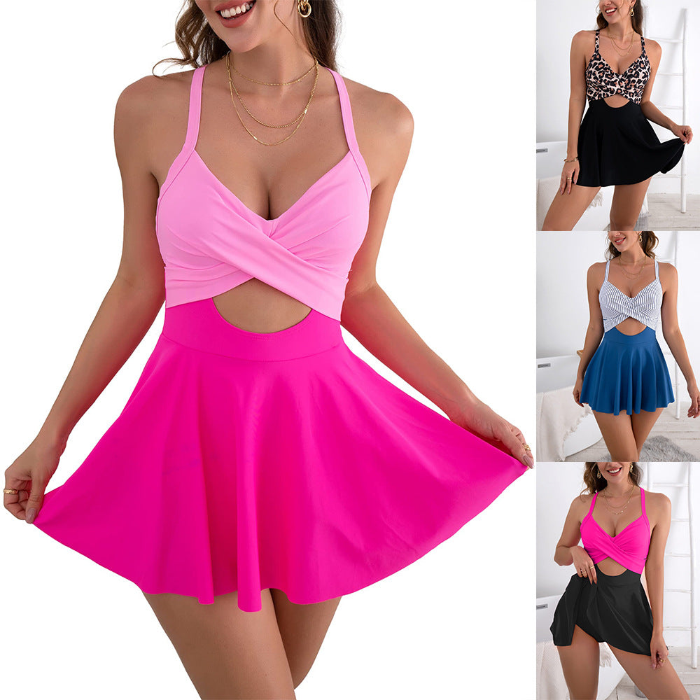 🏖️Summer Hot Sale 50% OFF🏝️Women's Cutout One Piece Skirt Swimsuit – V-Neck, Tummy Control & Flirty Cutouts 🩱✨