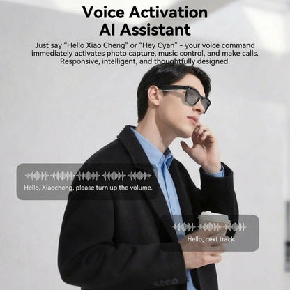Smart glasses with AI and ChatGPT, 8MP camera and 1200P 4K HD video recording, real-time translation in over 160 languages, Bluetooth 5.4, HiFi audio and music control, wearable smart sunglasses with video recording.