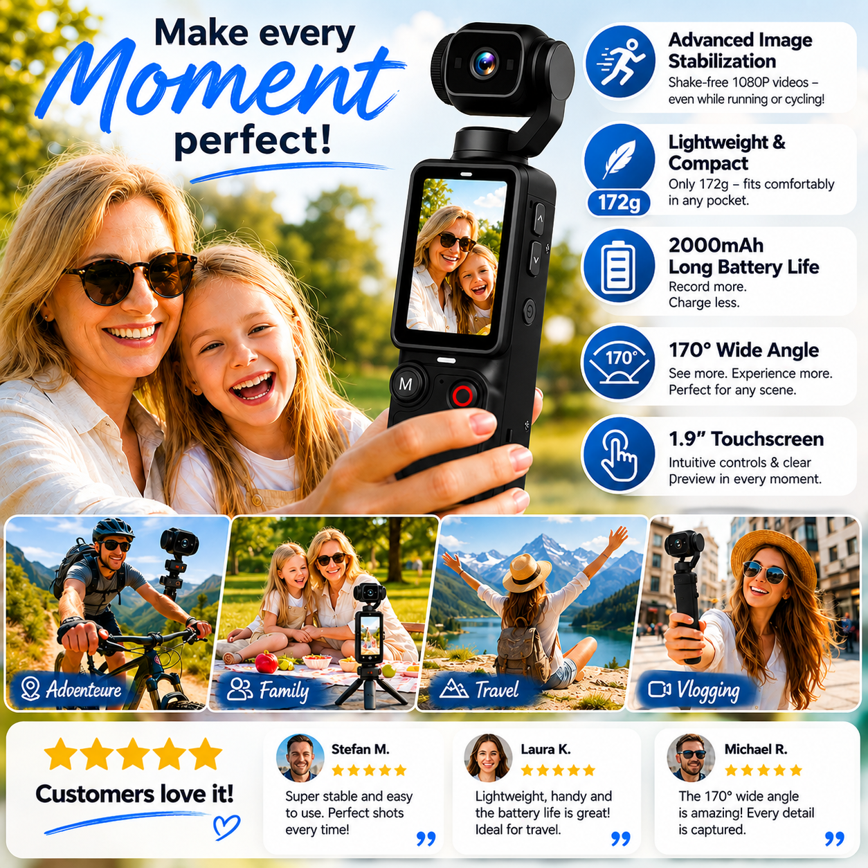 🥳2026 HOT SALE🥳💞50K+ SOLD!📸🖐️ 50% OFF! Pocket Camera with Flip Screen – 1080P, 170° wide‑angle, anti‑shake. Lightweight, 2000mAh. Your travel buddy! ✨🎥