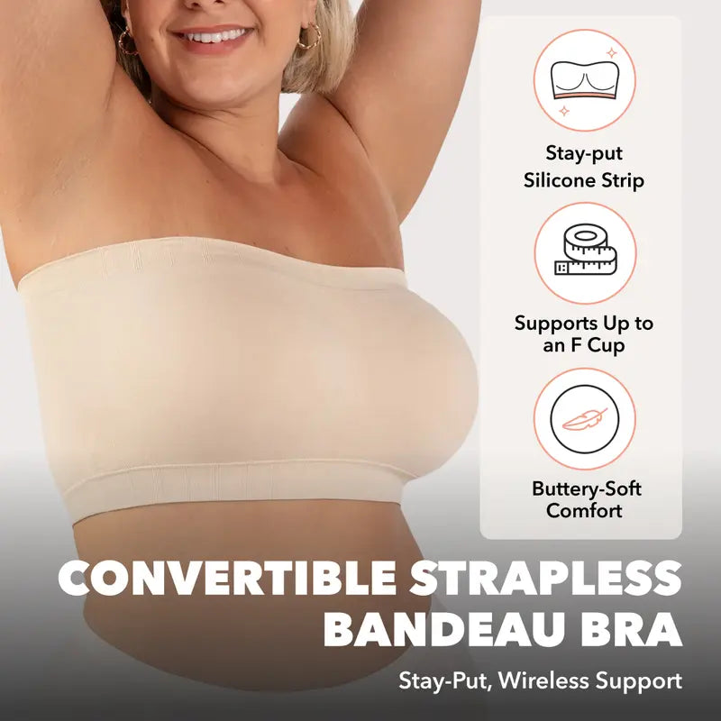⛱️Last Day Special Price!!🤩No-Slip Convertible Bandeau – 3-Way Wear, Wire-Free & Trusted by 50K+ Women👙🇬🇧1