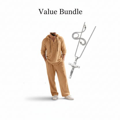 👕 60% OFF! 👖Men's Hooded Casual Loose Top & Pants 2-Piece Set🍂