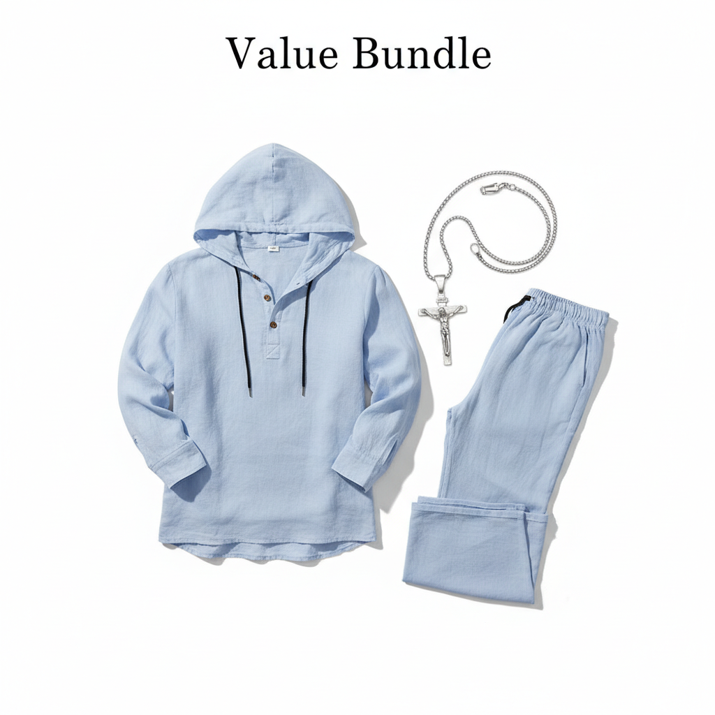 👕 60% OFF! 👖Men's Hooded Casual Loose Top & Pants 2-Piece Set🍂