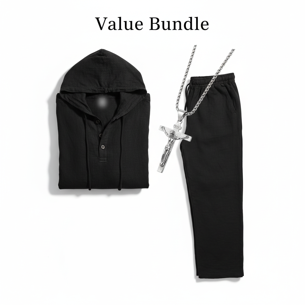 👕 60% OFF! 👖Men's Hooded Casual Loose Top & Pants 2-Piece Set🍂