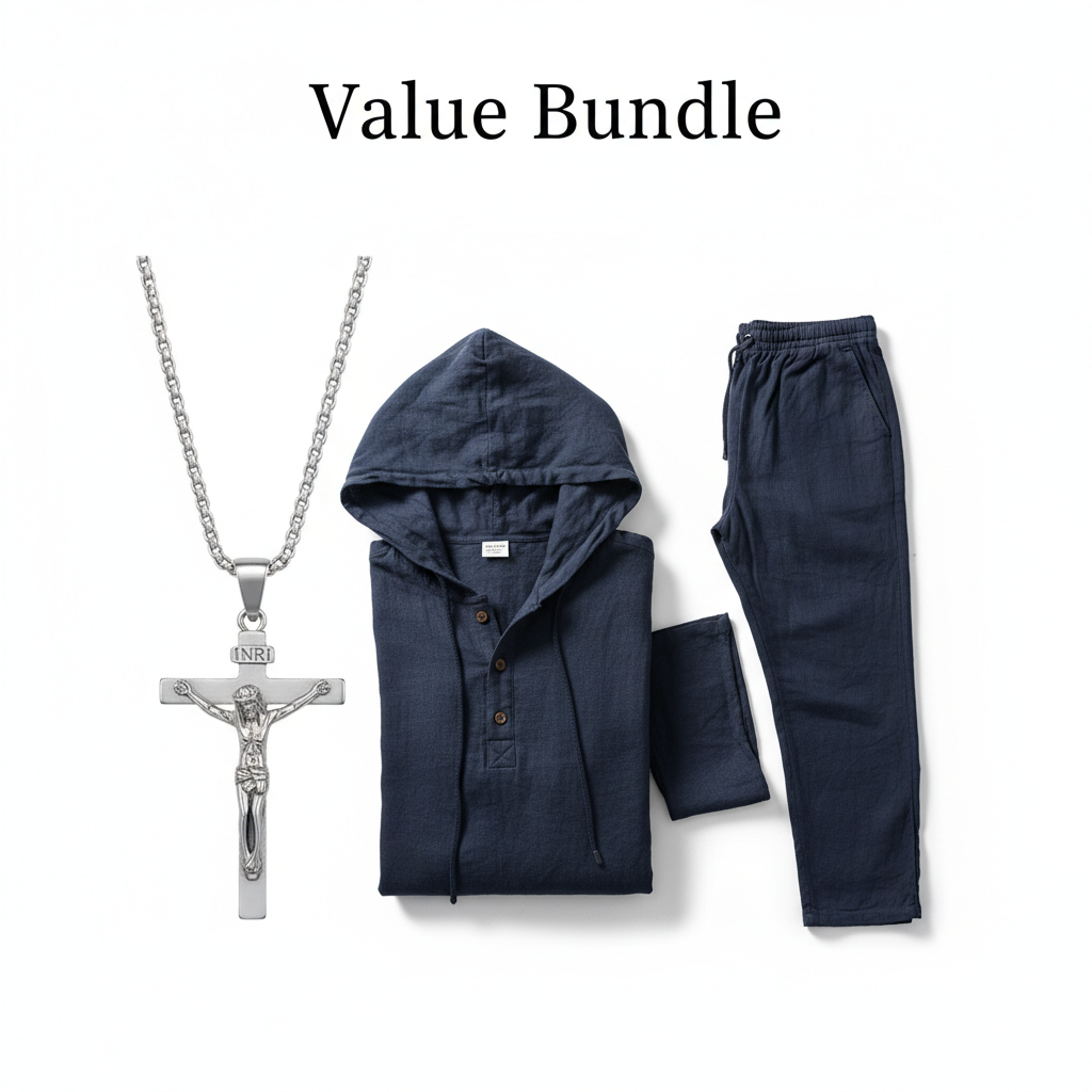 👕 60% OFF! 👖Men's Hooded Casual Loose Top & Pants 2-Piece Set🍂