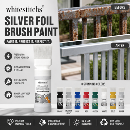 ⏰ LIMITED TIME 50% OFF! 🔥✨Water-Based Metallic Silver Paint with Built-in Brush