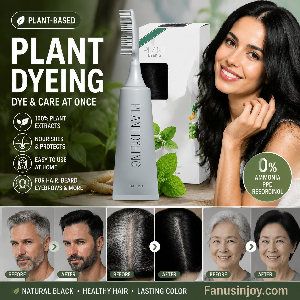 📢📢 50% OFF ⏰Plant-Based Comb Hair Dye