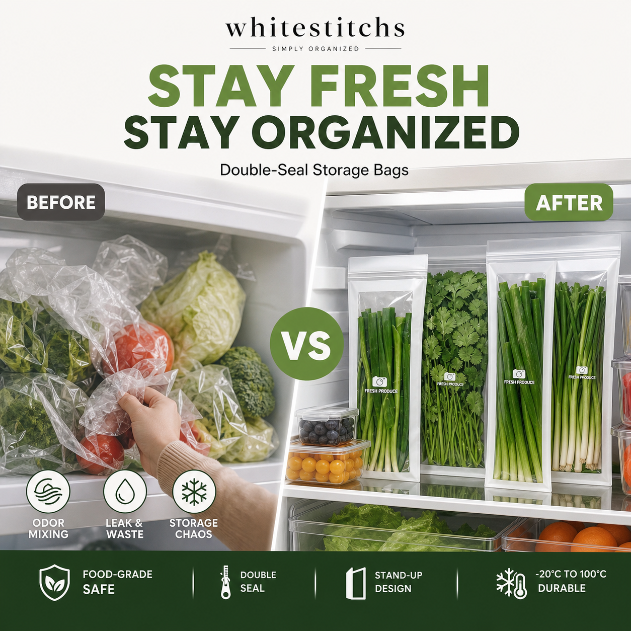 📢📢50% OFF !! ⏰Transparent Food-Grade Reinforced Double-Seal Bags