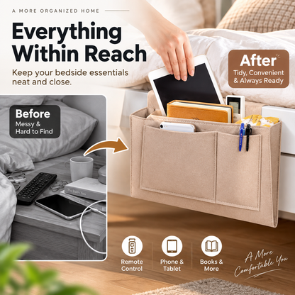🛏️ Save 50%! 🧺 Bedside Hanging Caddy – Multi‑pocket felt organizer for dorm & bunk ✨