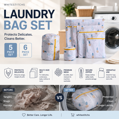📢📢50% OFF !! ⏰【Set of 5/6 Pieces】Laundry Bags Specially Designed For Washing Machines