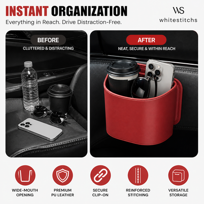 🥳2026 HOT SALE🥳💞50K+ SOLD!🚗🧺 53% OFF! Leather Car Door Cup Holder – Wide‑mouth opening, easy reach for drinks & phone. Clip‑on secure fit. PU leather, tough & stylish. 🛡️✨