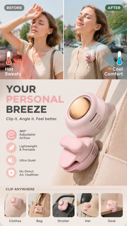 ⏳Summer Hot Sale!!💞50K+ SOLD!💨2-in-1 Wearable Fan – Instantly Cools You by Up to 10°C | 24H Quiet Hands-Free Airflow🌀🌿