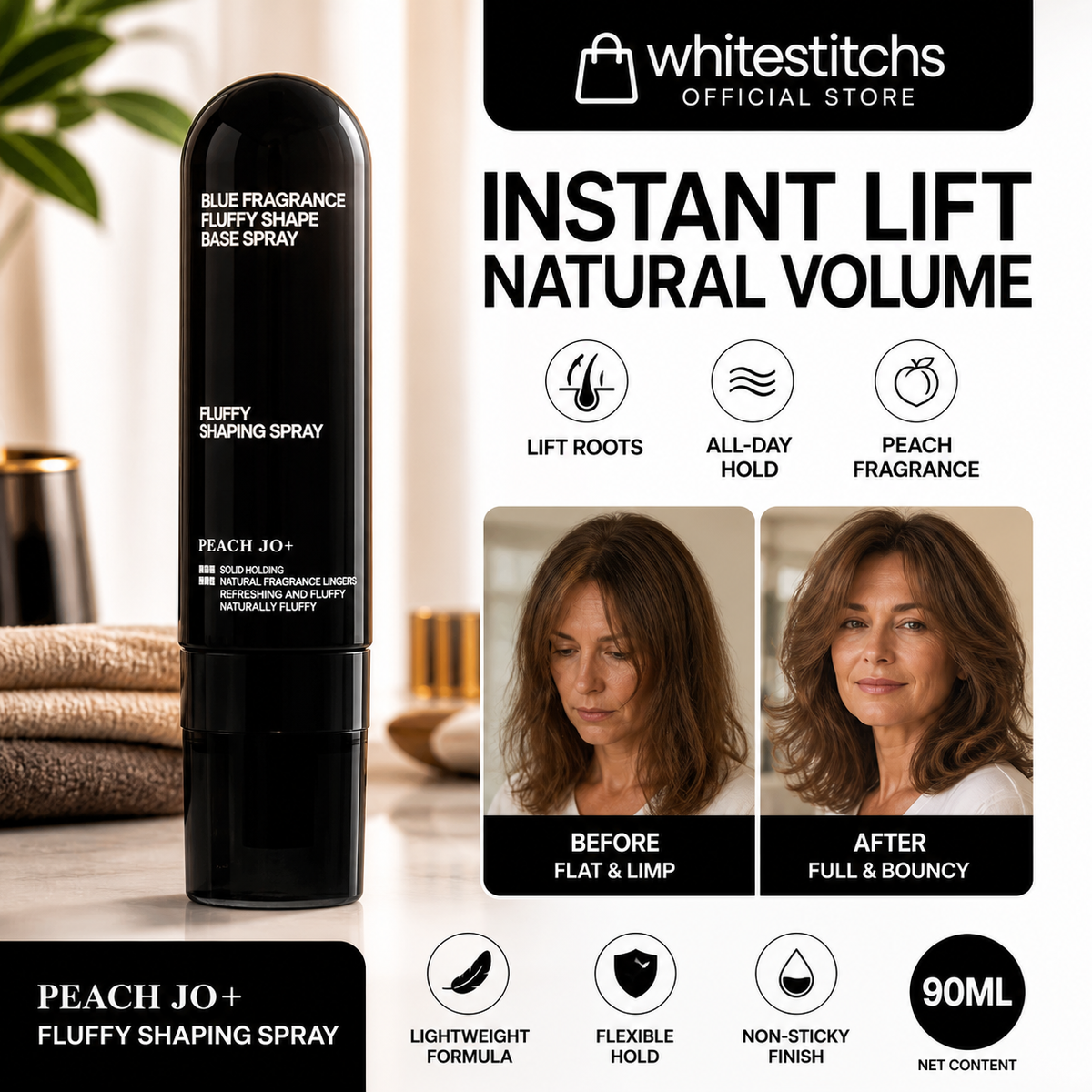 ⏳🔥LIMITED-TIME 50% OFF! ⏰🌟Peach-scented Volumizing & Setting Spray—for lightweight, bouncy hair and long-lasting hold.🍑