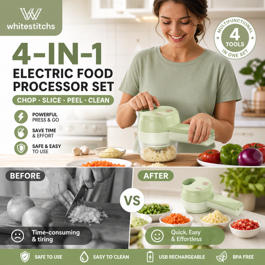 🔥Hot Sale 50% OFF🔥 4-in-1 Cordless Veggie Cutter Set – USB Rechargeable, for Garlic Ginger Chili 🧄