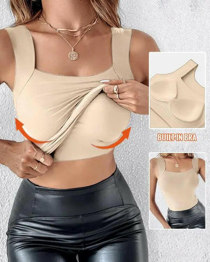 🔥Last Day 49% OFF💖Women’s U Neck Thermal Tank Tops with Built-In Bra