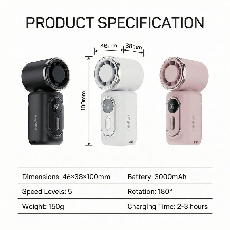 🏖️Exclusive 50% OFF | Portable Clip-On Cooling Fan | Hands-Free Personal Neck Fan with LED Battery Display & Adjustable Airflow | High-Velocity Mini Fan for Travel & Outdoors