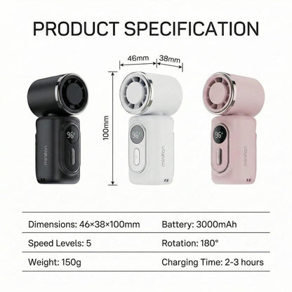 🏖️Exclusive 50% OFF | Portable Clip-On Cooling Fan | Hands-Free Personal Neck Fan with LED Battery Display & Adjustable Airflow | High-Velocity Mini Fan for Travel & Outdoors