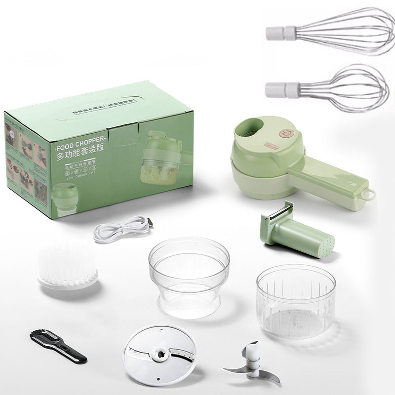 🔥Hot Sale 50% OFF🔥 4-in-1 Cordless Veggie Cutter Set – USB Rechargeable, for Garlic Ginger Chili 🧄
