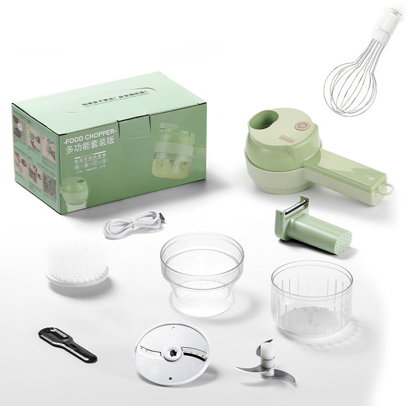 🔥Hot Sale 50% OFF🔥 4-in-1 Cordless Veggie Cutter Set – USB Rechargeable, for Garlic Ginger Chili 🧄