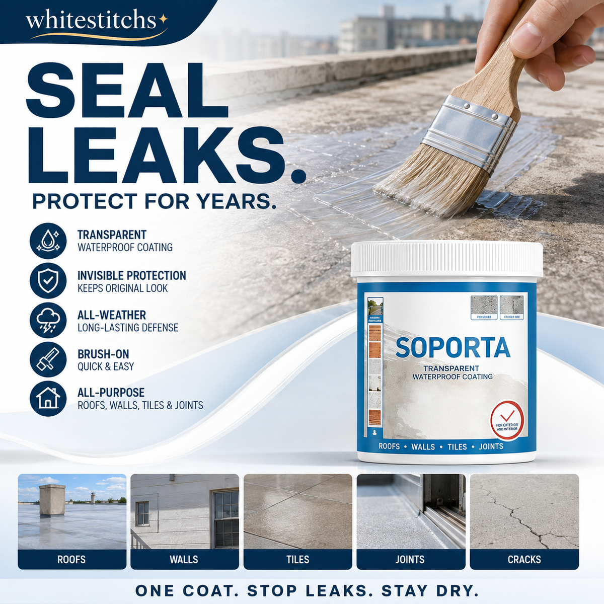💧50% OFF NOW! 🏠Multi‑Surface Waterproof Repair Sealant – Clear Leak Sealant Coating, Invisible Anti‑Leak Protective Coating for Cracks Walls Roof Pipes
