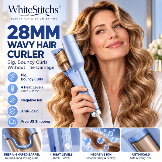 💇‍♀️🔥 Hair Crimper & Curling Wand for Beach Waves with Ionic Technology, Dual Voltage & Lightweight Design, Reducing Frizz & Damage, Perfect for Travel