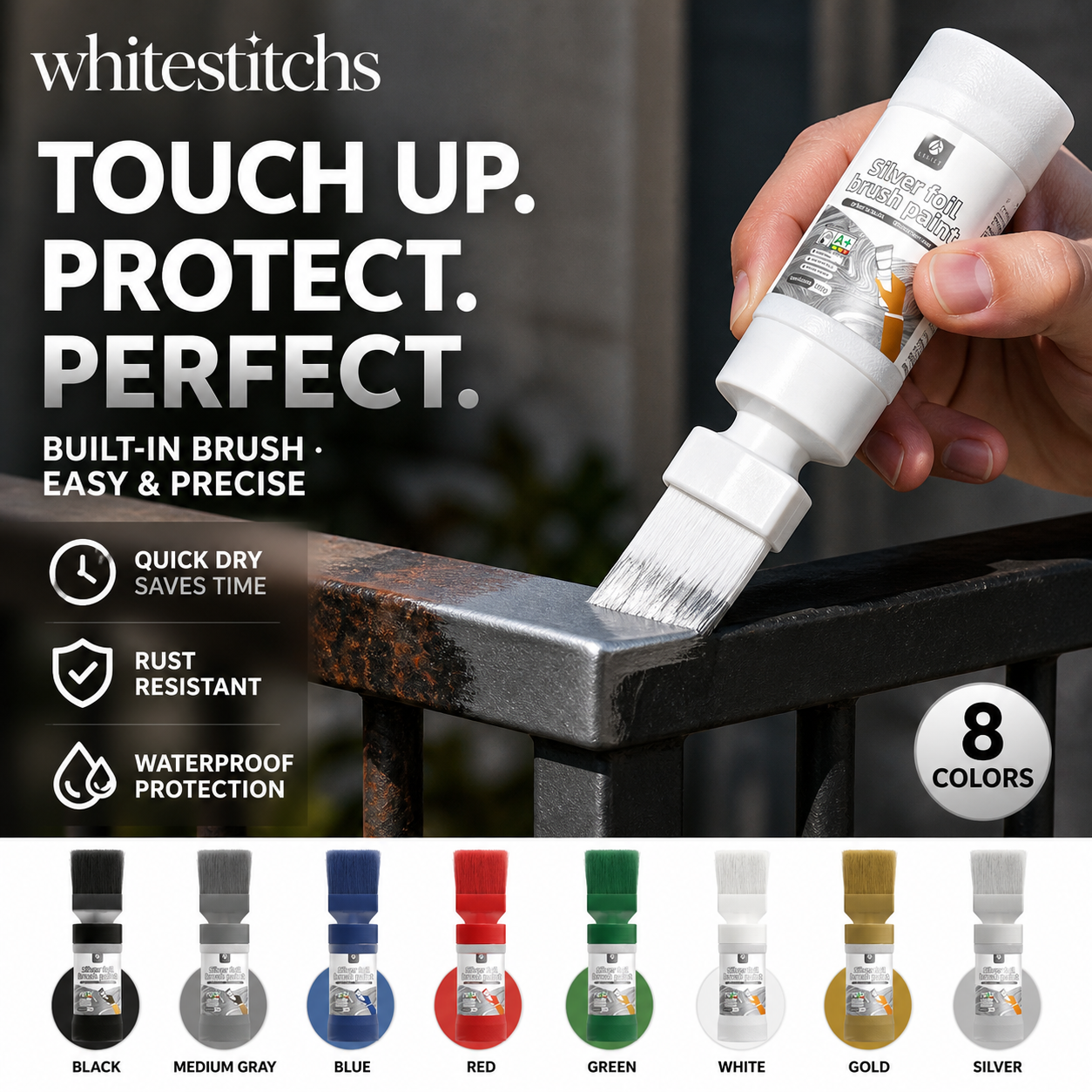 ⏰ LIMITED TIME 50% OFF! 🔥✨Water-Based Metallic Silver Paint with Built-in Brush