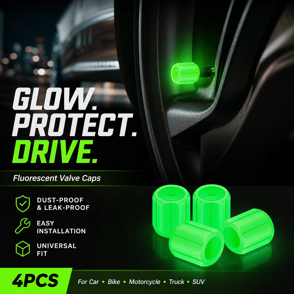 💥Glow-in-the-Dark Tire Valve Stems - Unique Auto Accessory