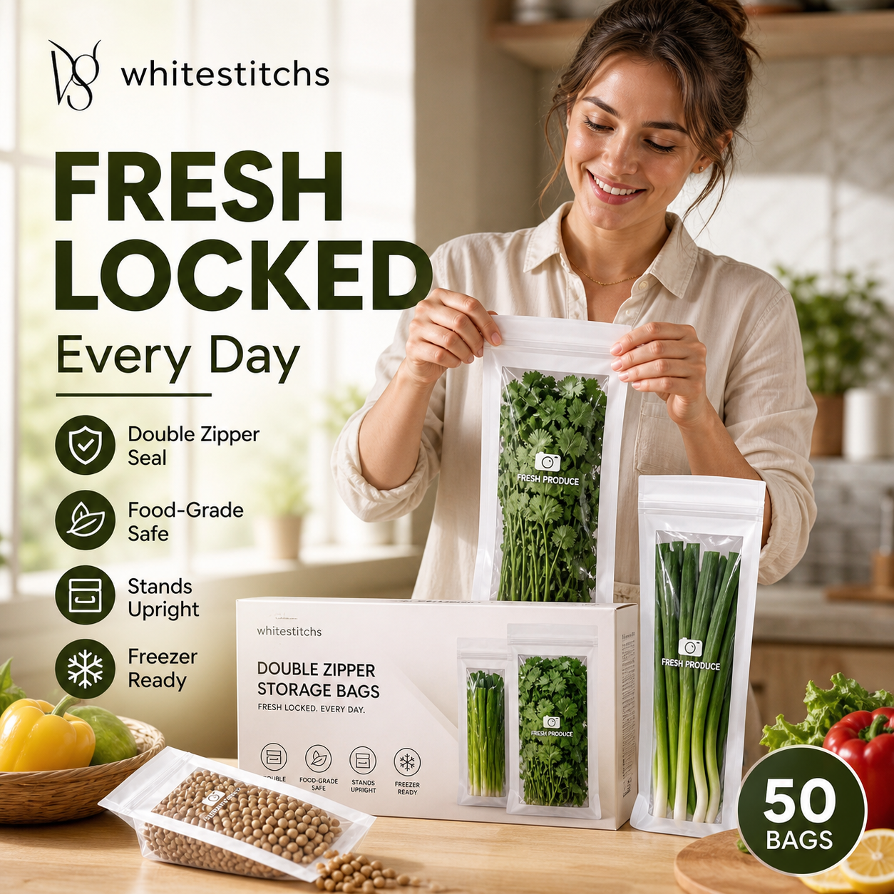 📢📢50% OFF !! ⏰Transparent Food-Grade Reinforced Double-Seal Bags