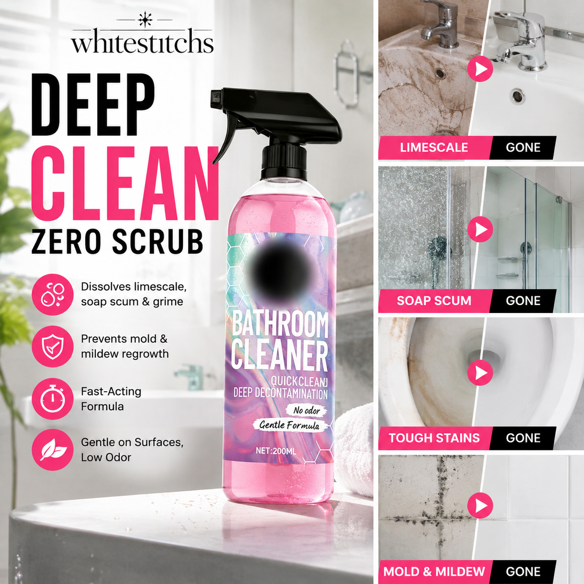 ⏳🔥LIMITED-TIME 50% OFF! ⏰Bathroom Cleaner – Dissolves Limescale & Mold, Inhibits Regrowth. Sparkling Bathroom – Grab Yours! ✅