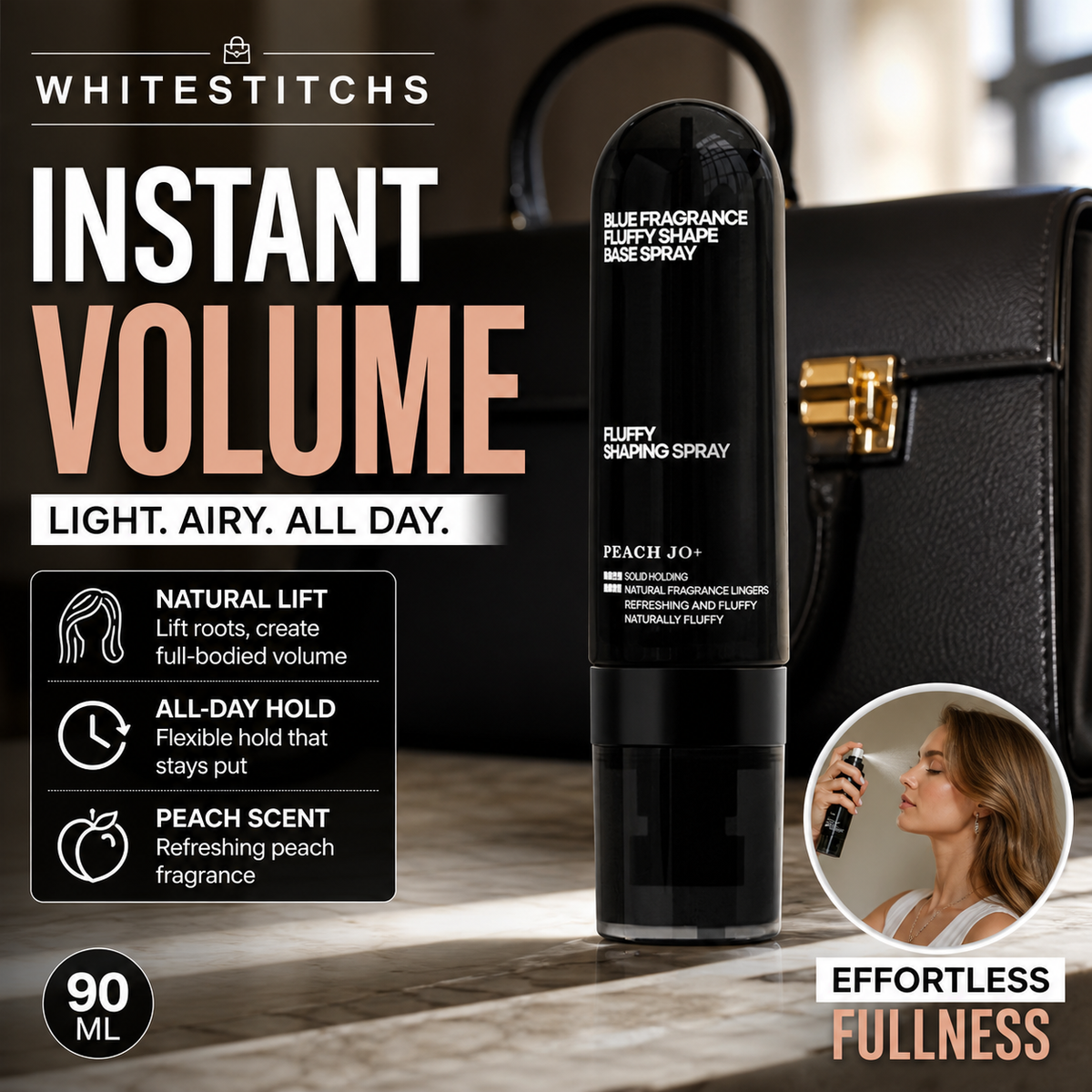 ⏳🔥LIMITED-TIME 50% OFF! ⏰🌟Peach-scented Volumizing & Setting Spray—for lightweight, bouncy hair and long-lasting hold.🍑