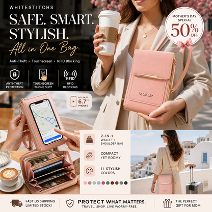 👜 📱 Women's Touch Screen Messenger Bag – Smart Phone Charging, Anti-Theft & Water-Resistant ✨
