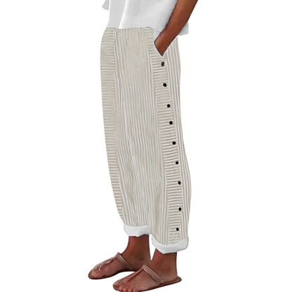 👖 50% OFF NOW! 🌿 Fashion Loose Blue Striped Pants – Practical Side Pockets, Slimming Fit & Perfect for Spring Days 🌸