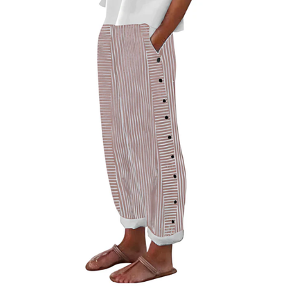 👖 50% OFF NOW! 🌿 Fashion Loose Blue Striped Pants – Practical Side Pockets, Slimming Fit & Perfect for Spring Days 🌸