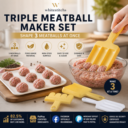 🍖 Creative Triple Meatball Maker – 3-in-1 Non-Stick Meatball Shaper Tool for Easy Kitchen Prep