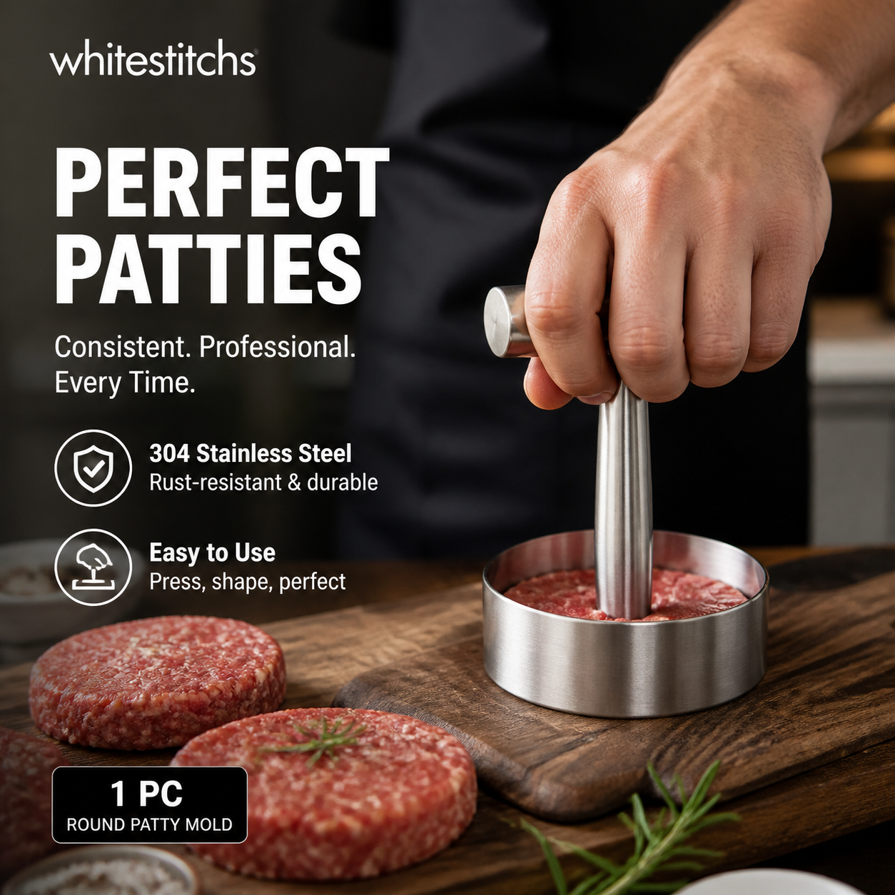 🔥50% OFF!🥩Steak Press Round Patty Mold | Food‑Grade 304 Stainless Steel Burger Patty Maker
