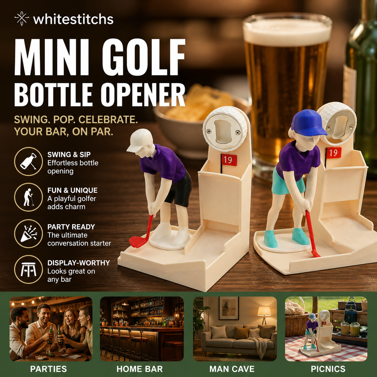 ⛳ 50% OFF NOW! 🍺 Mini Golf Novelty Bottle Opener – Fun design, sturdy metal & lightweight – Perfect for parties, gifts & golf lovers ✨