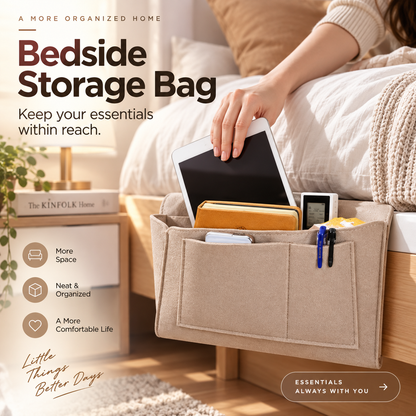 🛏️ Save 50%! 🧺 Bedside Hanging Caddy – Multi‑pocket felt organizer for dorm & bunk ✨