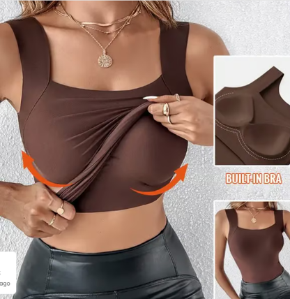 🔥Last Day 49% OFF💖Women’s U Neck Thermal Tank Tops with Built-In Bra