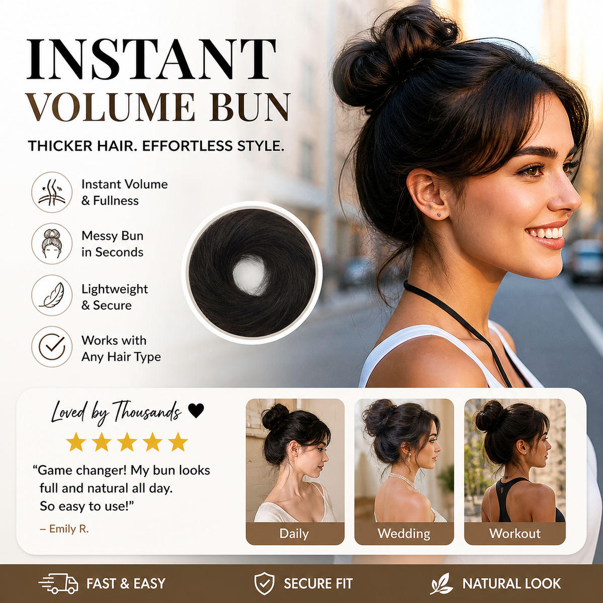 🎀Buy 2 Get 1 Free🔥Instant Color Hair Bun Extension – Voluminous Hair Scrunchie