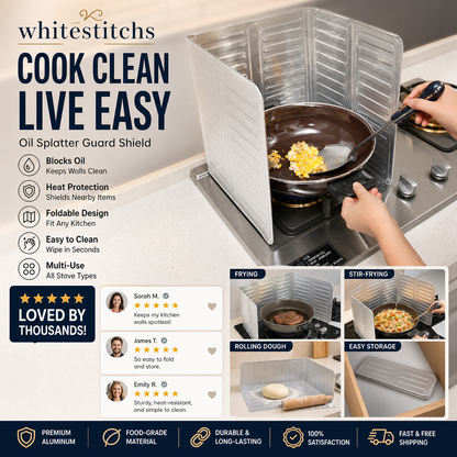 ⭐DON'T MISS 50% OFF!🍳🔥 Stop oil splatter before it hits your walls — this foldable shield catches grease, wipes clean in seconds, and stores flat. No scrubbing, no mess, no regrets. 🛡️