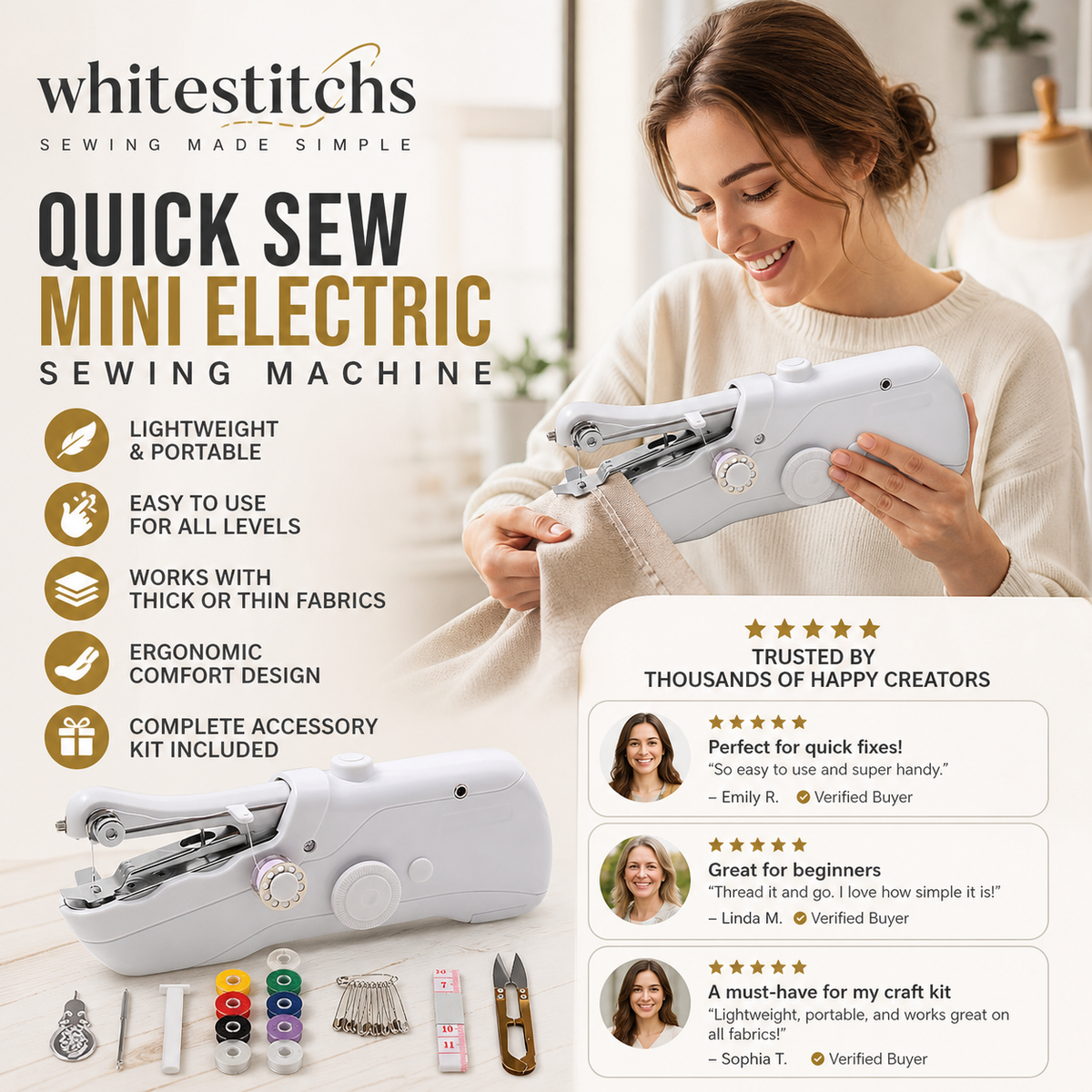 🔥HOT SALE 50% OFF🧵 Mini Electric Sewing Machine – Lightweight, Portable & Easy to Use! ✨