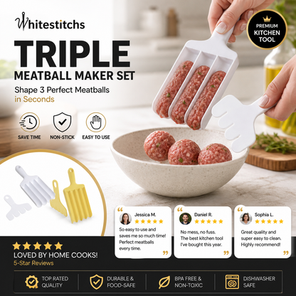 🍖 Creative Triple Meatball Maker – 3-in-1 Non-Stick Meatball Shaper Tool for Easy Kitchen Prep