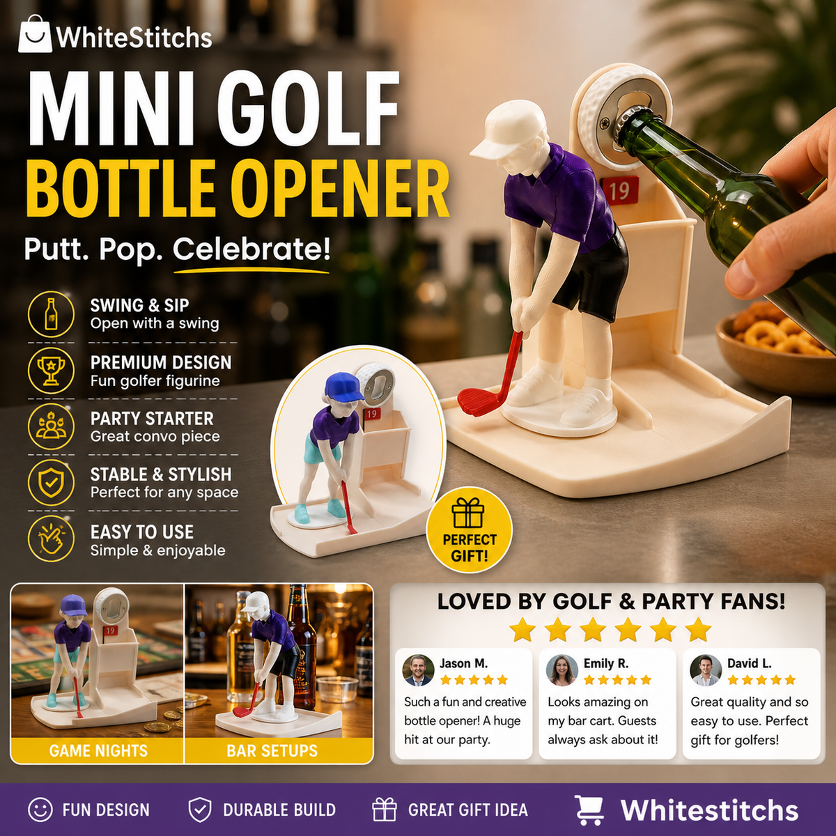 ⛳ 50% OFF NOW! 🍺 Mini Golf Novelty Bottle Opener – Fun design, sturdy metal & lightweight – Perfect for parties, gifts & golf lovers ✨