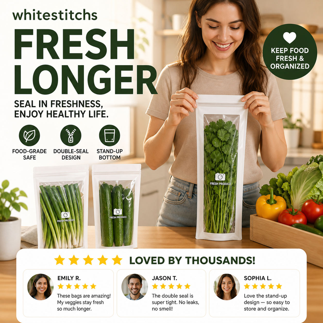 📢📢50% OFF !! ⏰Transparent Food-Grade Reinforced Double-Seal Bags